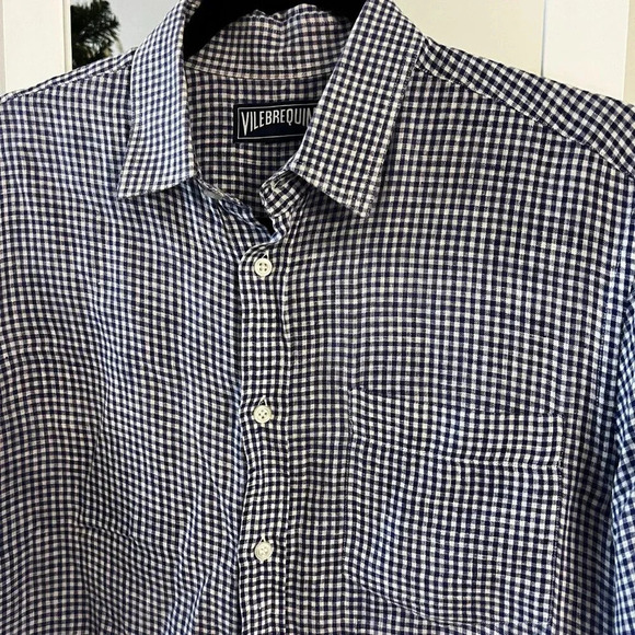 Men's Vilebrequin Button Up Short Sleeve Linen Shirt Size Small - Picture 2 of 6
